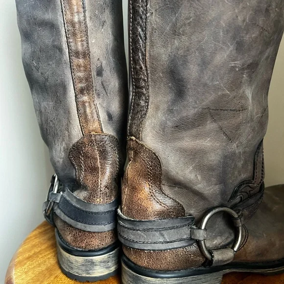 Distressed “Judgement” Tall Harness Moto Leather Boots - Steve Madden - Picture 15 of 16